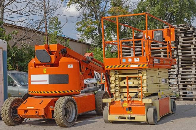 warehouse forklift with loaded pallets in Baltic, SD